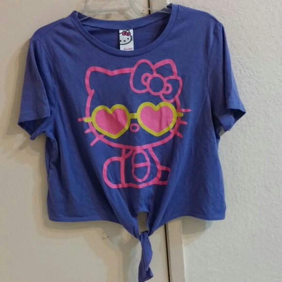 Neon Purple Hello Kitty Crop Top w/ Tie