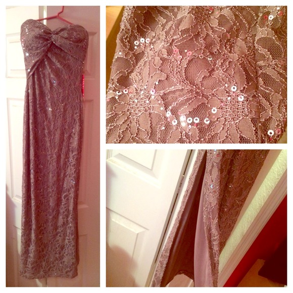 Lace long fitted dress