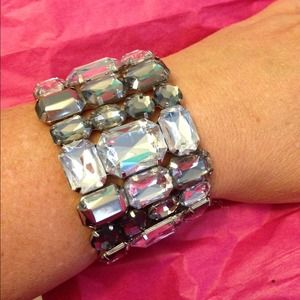 Pasenda clear rhinestone stretch cuff bracelet