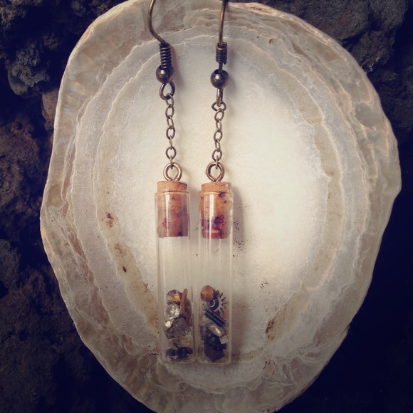 Steampunk Vial Earrings