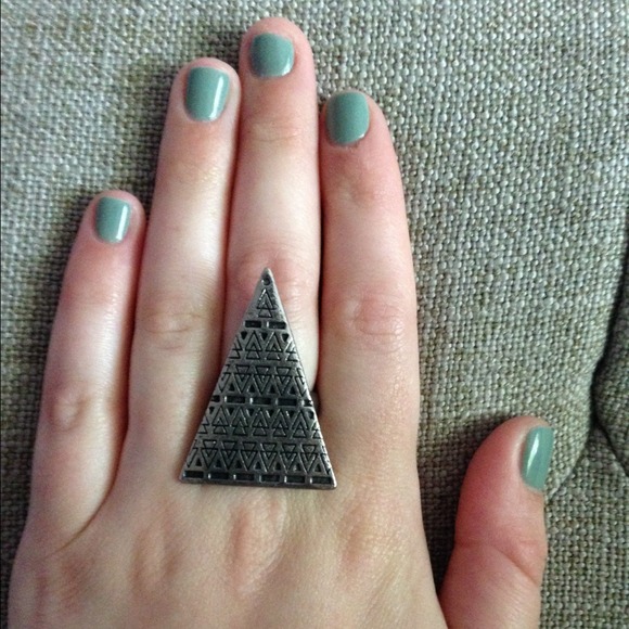 Silver and Black Tribal Triangle Ring