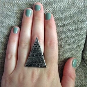 Silver and Black Tribal Triangle Ring