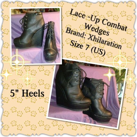 LACED-UP COMBAT WEDGE BOOTS 👢