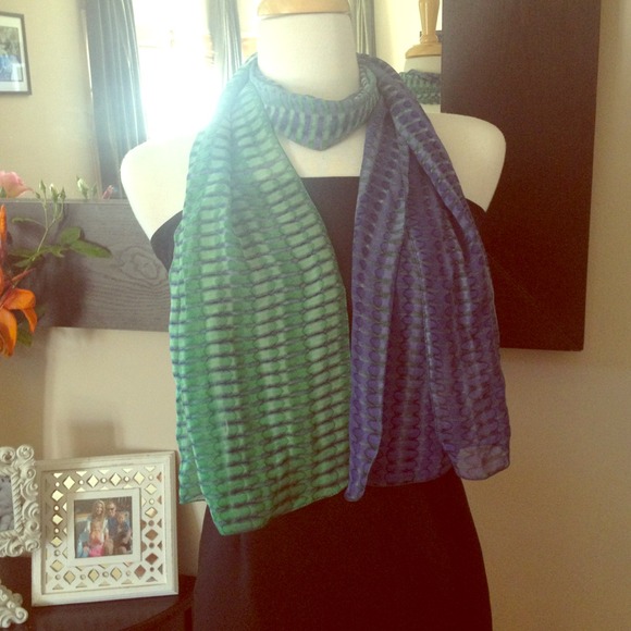 Silk blue and green ombré scarf