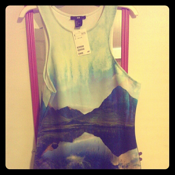 H&M dress with cute scenery and cutout on the back