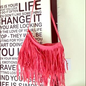 Fringe pink side purse