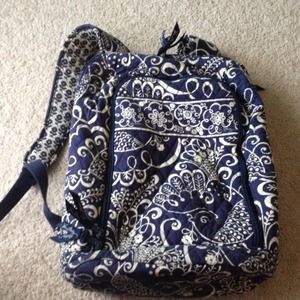 Vera Bradley Navy Twirly Bird   Laptop Backpack