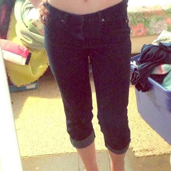 Dark denim capris