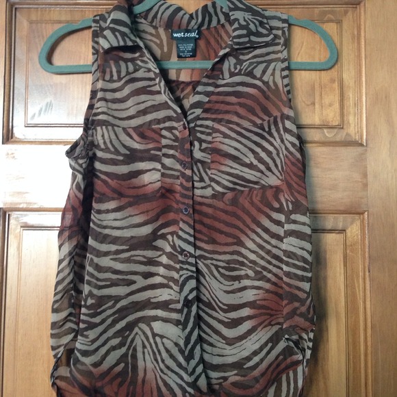 Sheer Zebra Button Down