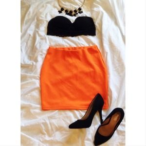 Neon Orange Mini Skirt