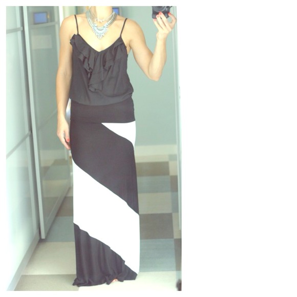 Color Blocked maxi skirt.