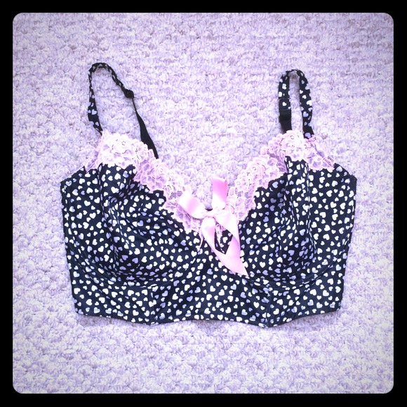 black and white heart bustier