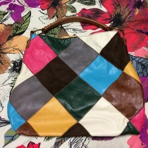 Short handled patchwork purse