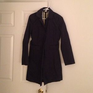 J. Crew navy raincoat/jacket with printed liner