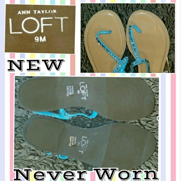 NEW Rhinestone Turquoise Leather Sandals - Picture 2 of 3