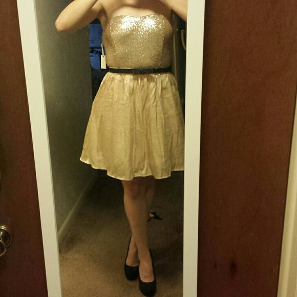 Cream Sequined Cocktail Dress - Picture 4 of 4