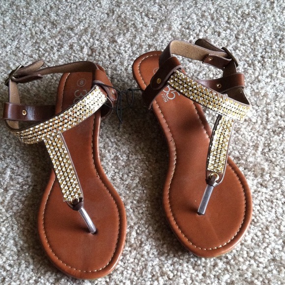 Brown and silver sandals