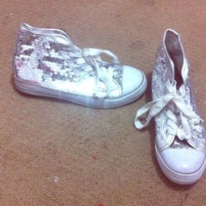 Silver sequin converse