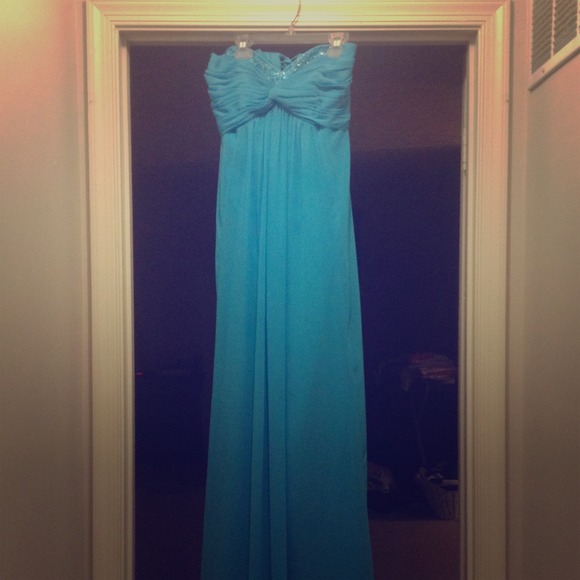 Long Blue Bridesmaid Dress