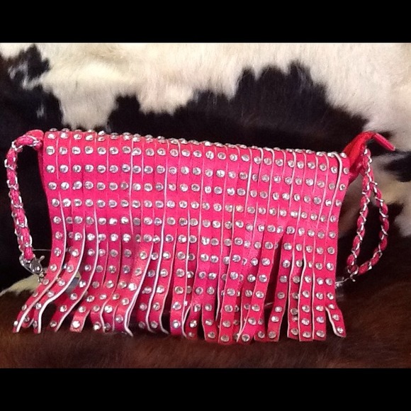 🎉HP 7/27🎉Hot Pink Rhinestone Fringe Handbag