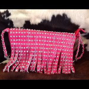 🎉HP 7/27🎉Hot Pink Rhinestone Fringe Handbag