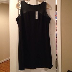 NWT Size Large black dress with leather detail