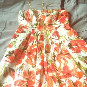 Coral orange strapless dress