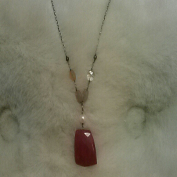 Dark fushia stone necklace