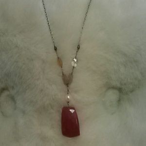 Dark fushia stone necklace