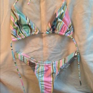 Brazilian pastel striped bikini