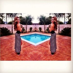Double Slit Pattern Maxi Skirt