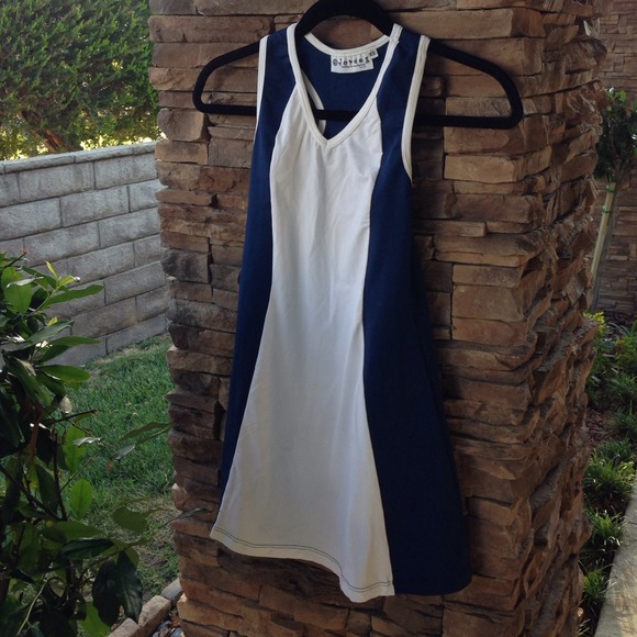 Navy and white dress, dri-fit material. New!
