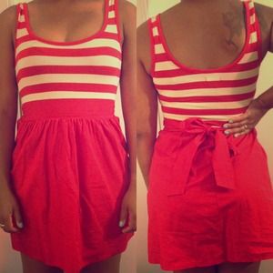 Red and Cream Summer Dress