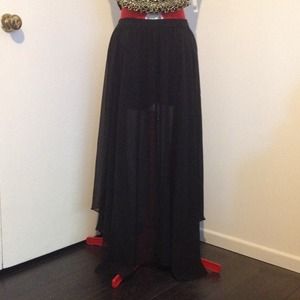 Long black skirt with slits on both sides