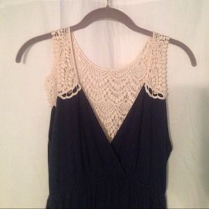 Navy and cream crochet maxi dress