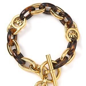 Michael Kors Tortoise and Gold Chain Bracelet- New