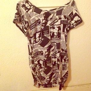 Black and white magazine dress