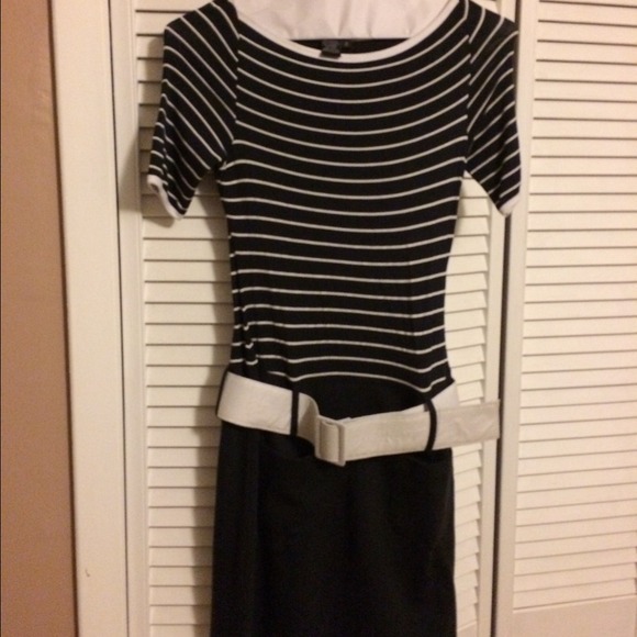 Stretch sailor mini dress with belt