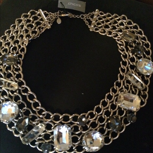 Chico's sterling silver necklace with stones.
