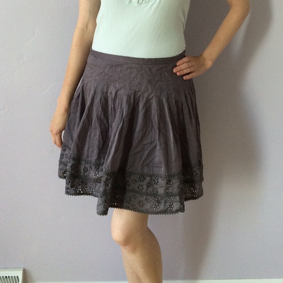 Gray eyelet skirt