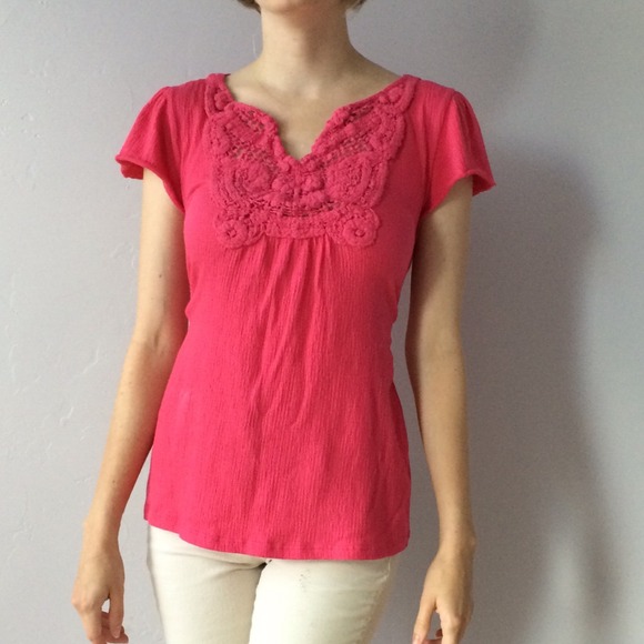 Hot pink crochet blouse