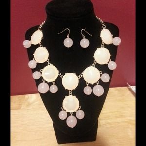 Clear and pink bubble necklace only