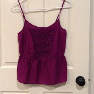 Purple button up tank top