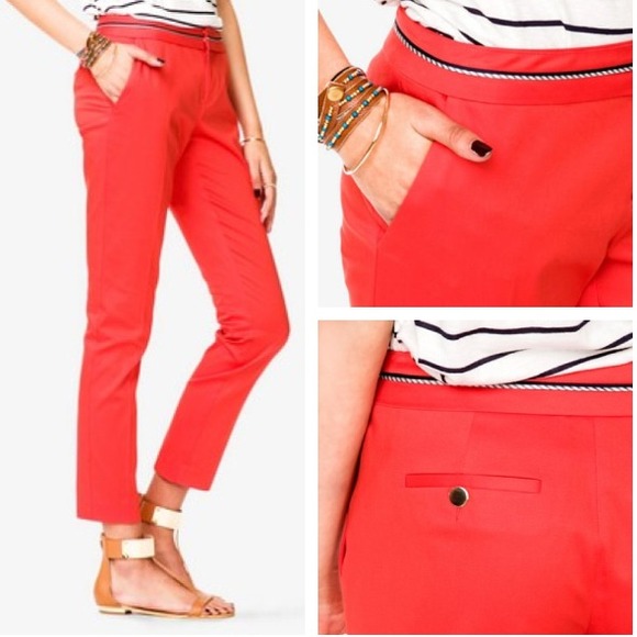 F21 ankle twill pants tigerlily orange XS NEW work