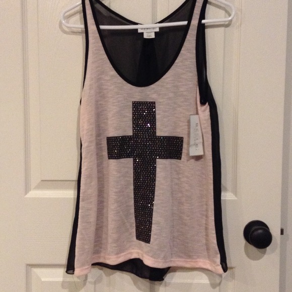 Geri C. Tops - Cross pink and black tank