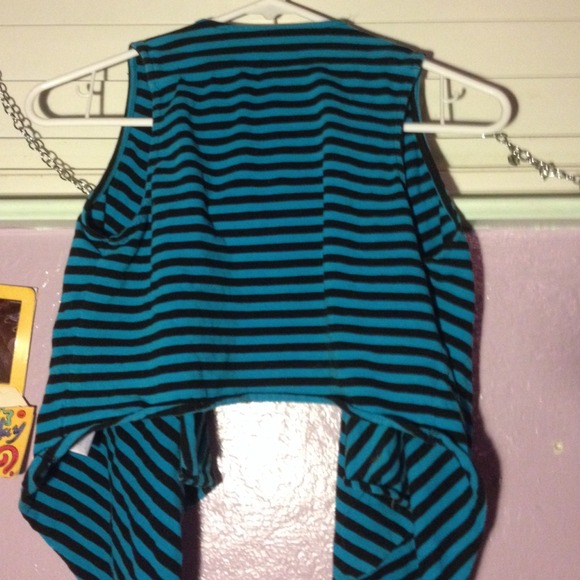 Turquoise, striped vest - Picture 2 of 2