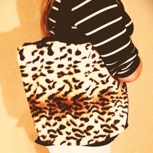 Large cheetah print bag.