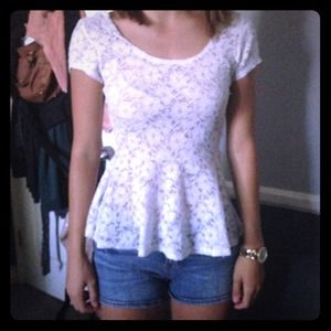 White floral peplum