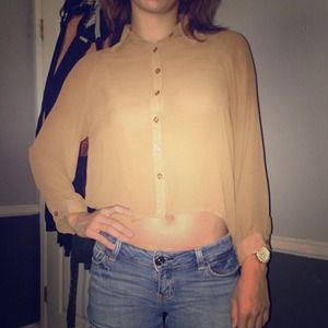 Brown/Beige High-low Button Up