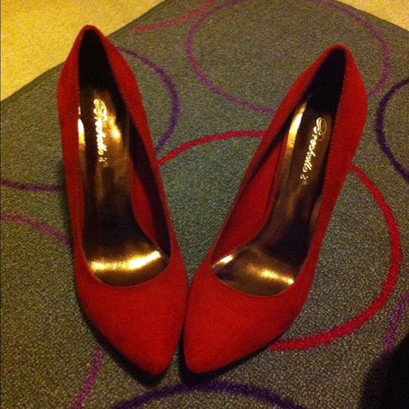 USED Red Suede Heels